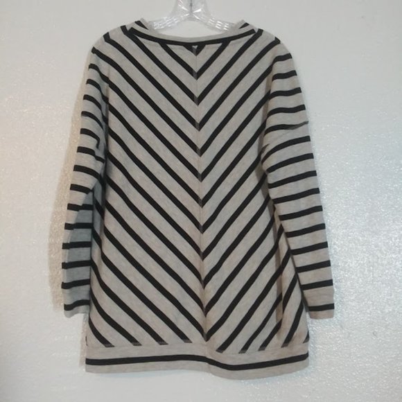 Christopher & Banks women's size S gray and black diagonal striped sweater - Picture 4 of 13